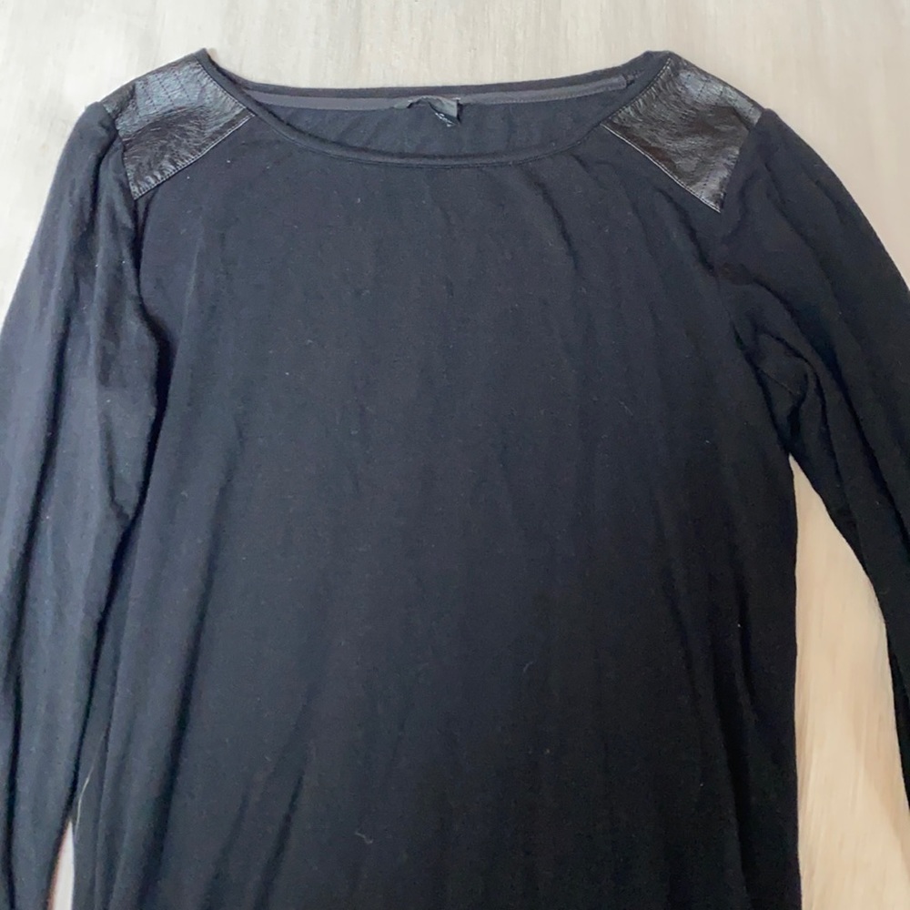 Club Monaco leather detail long sleeve top